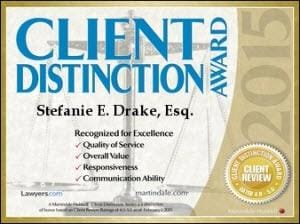 Client Distinction Award | Stefanie E. Drake, Esq.